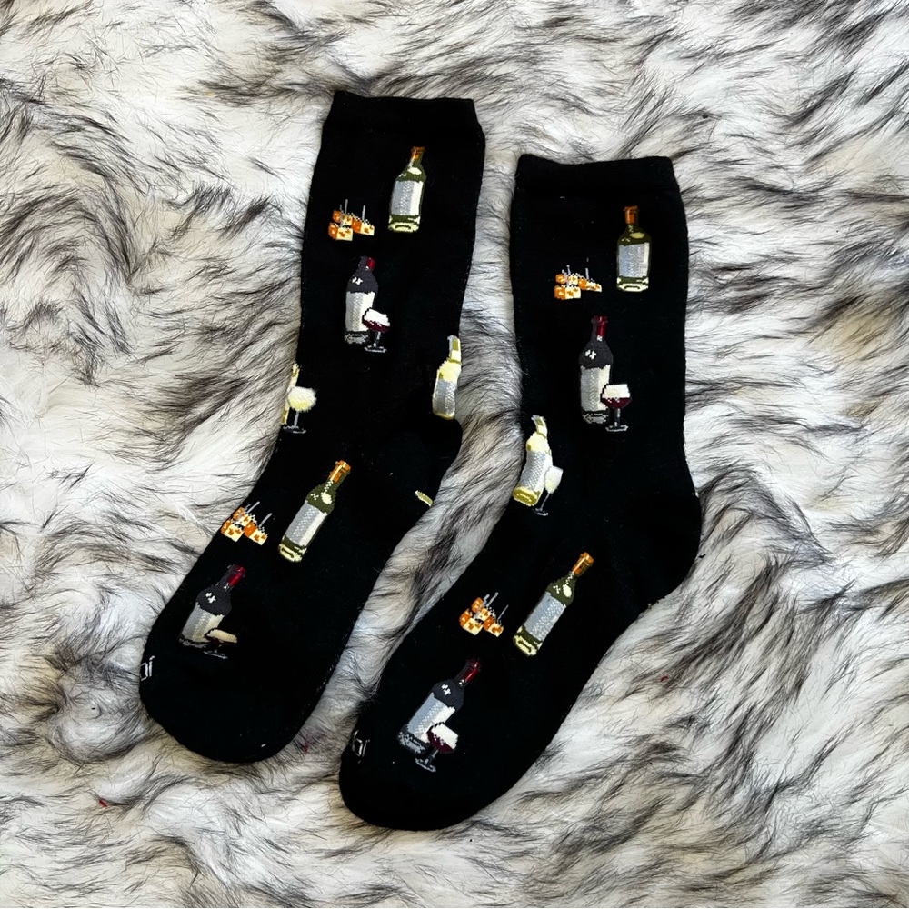 Cute socks with wine glasses and bottles 
Excellent condition